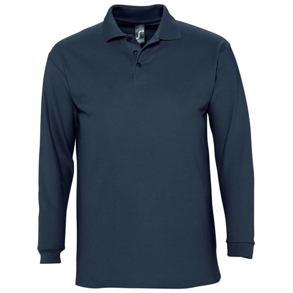 SOLS Mens Winter II Long Sleeve Pique Cotton Casual Plain Polo Shirt /T-Shirt /